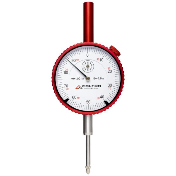Colton Industrial Tools 42010 | Colton 1" Dial Indicator 0.001" Graduation w/ Flat and Lug back and Case, Red